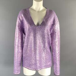 TOM FORD Size S Lavender Mohair Blend Metallic V-Neck Sweater - Womens